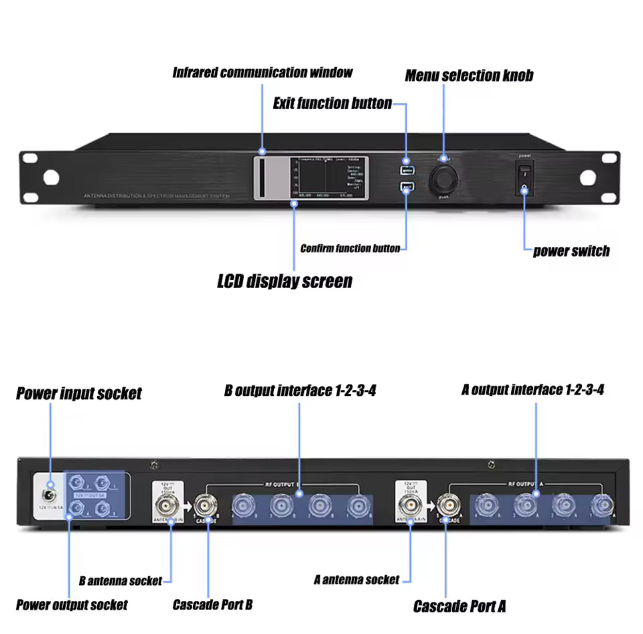AXT600 Sistema de Distribucion de Antena con Analizador de Espectro para Microfono inalambrico