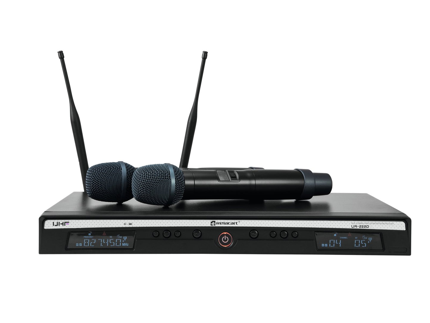 Relacart UR-222D sistema inalámbrico doble canal para microfono, bodypack o instrumento.