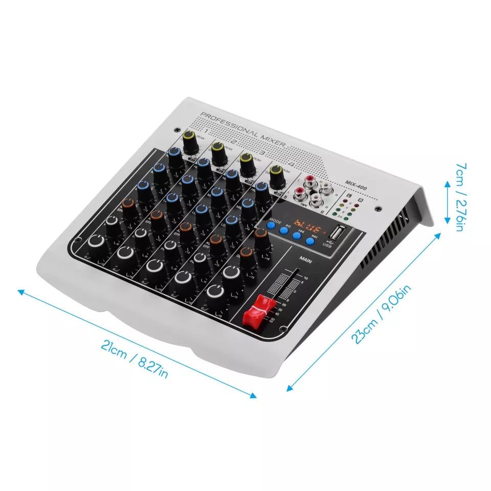MIX-400 Mezcladora de Audio Profesional 6 Canales