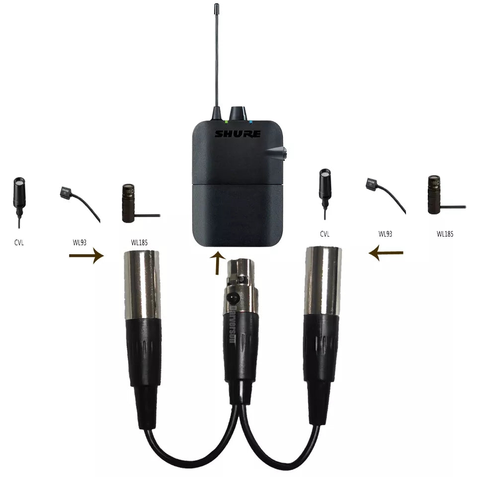 Cable Extensión Y TAF4 para bodypack shure mini XLR 4 pin