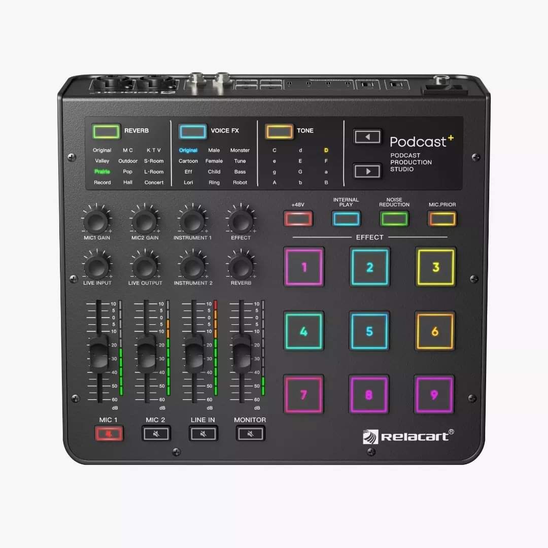 Relacart Podcast+ consola para producción de Audio podcast y Livestream