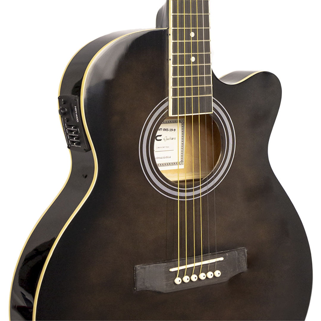RMC Guitarra Electroacústica Jumbo Thinline negra