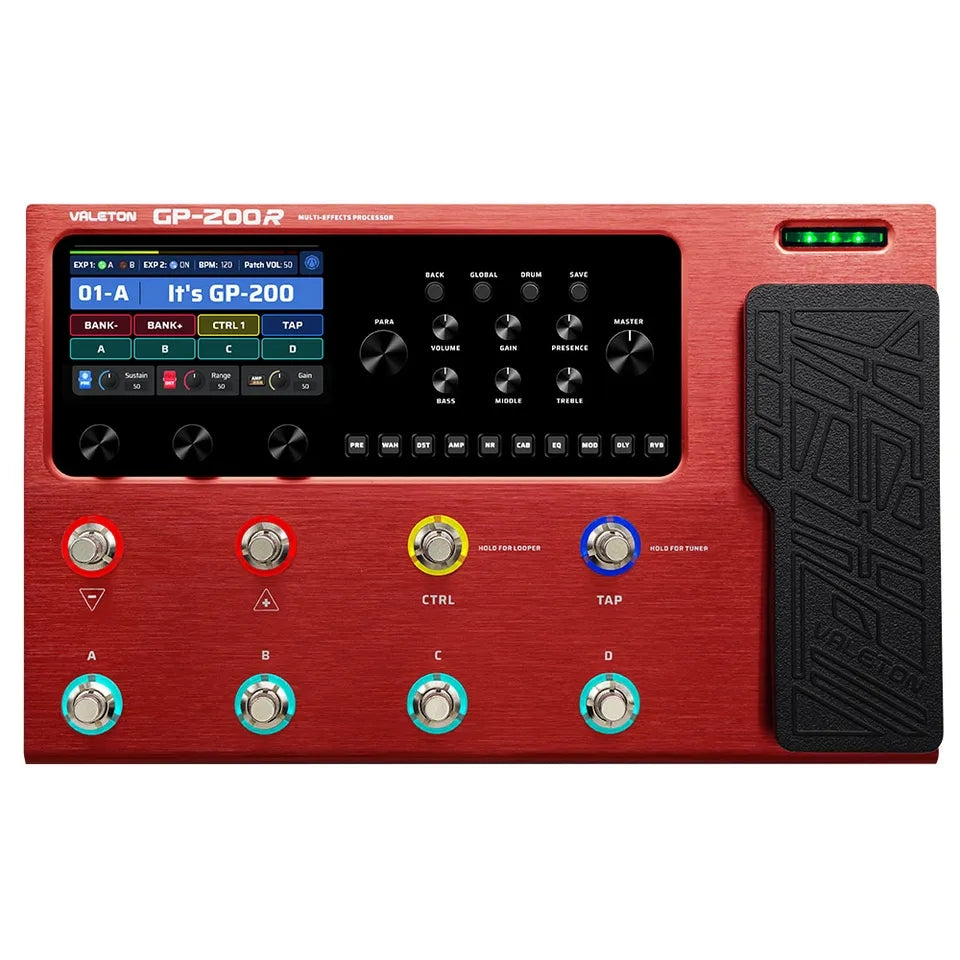 Valeton GP-200 pedalera multiefectos para guitarra/Bajo IR modelador de amplificadores, gabinetes, FX