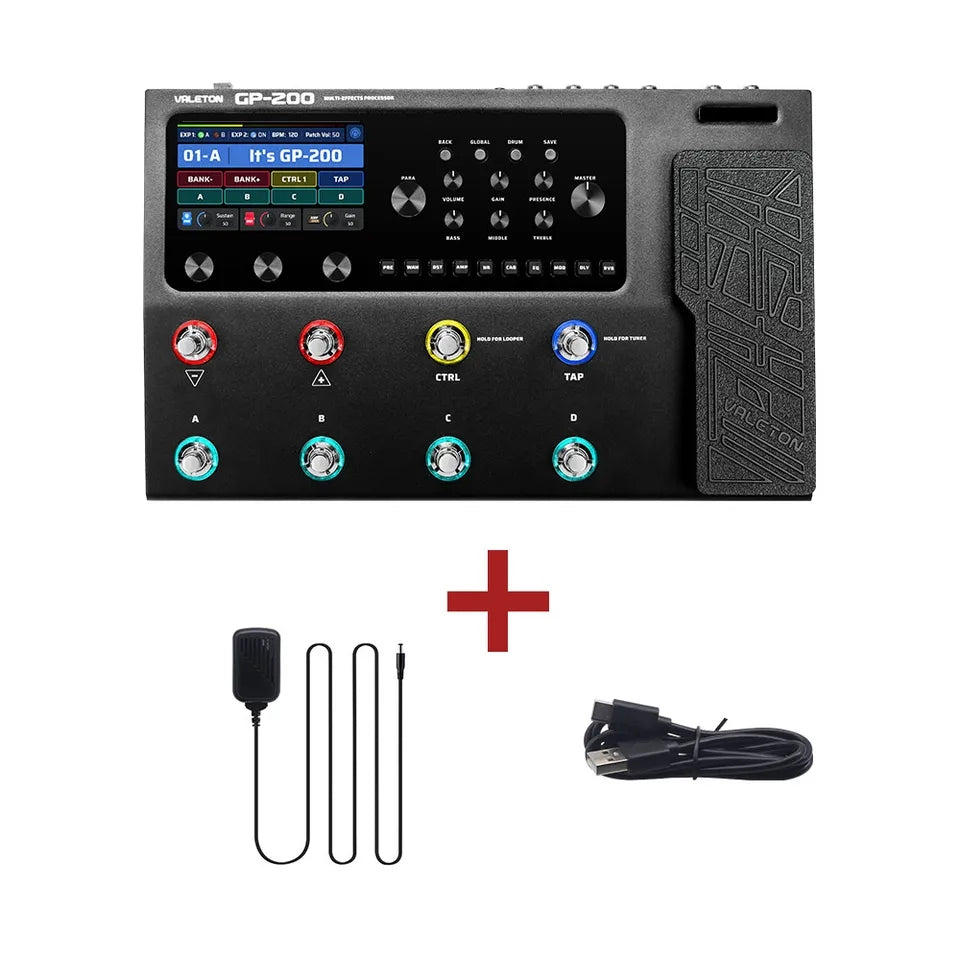 Valeton GP-200 pedalera multiefectos para guitarra/Bajo IR modelador de amplificadores, gabinetes, FX