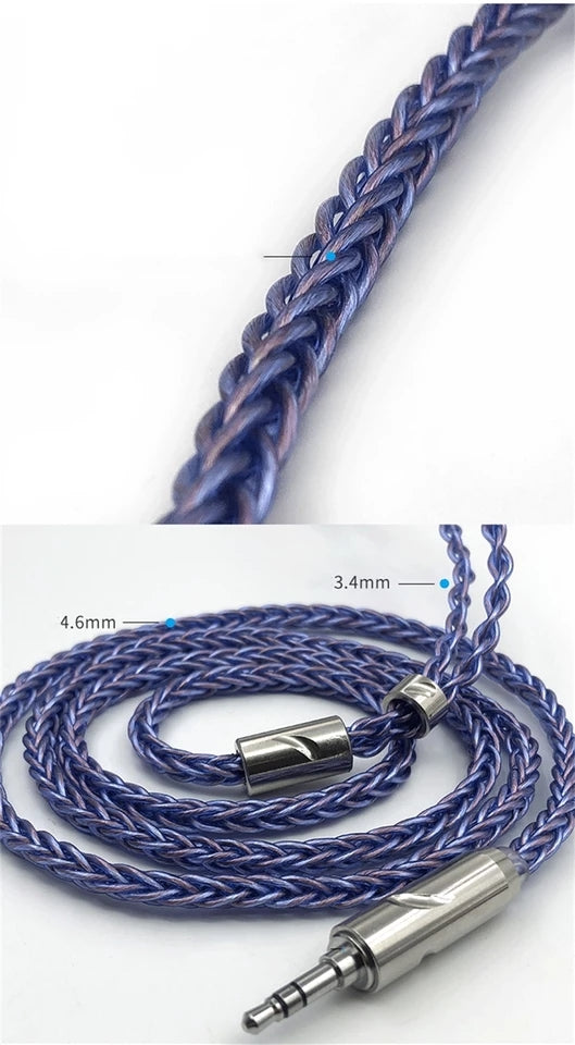 Cable de Audio Auriculares chapado en plata de 240 Nucleos MMCX